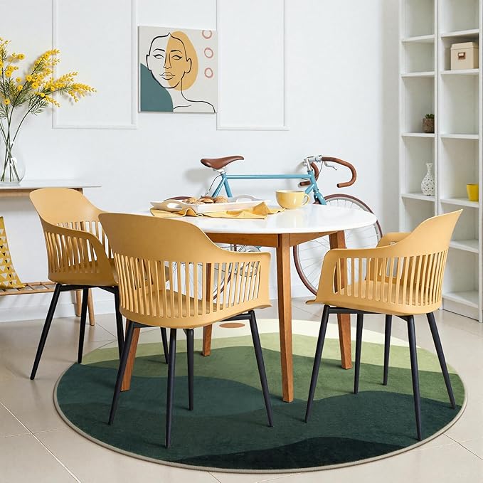 4ft Abstract Round Rug,Soft Washable Non-Slip Mountain Circle Classroom Rug,Chic Stain Resistant Low-Pile Throw Rugs for Entryway/Bedroom/Nursery/Living Room(Green)