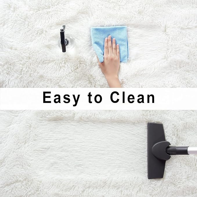 Merelax Soft Area Rug Fluffy Rugs for Living Room Bedroom, 2x8 Runner Rug for Hallway, Shag Furry Bedside Rug Non-Slip Plush Nursery Kids Room Dorm Indoor Floor Carpet, Ivory