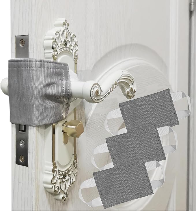 Door Silencer, Quiet Door Closer Cushion, Padded Door Latch Cover for Baby, Nursery, Light Sleepers Noise Reduced Prevent from Locking for Toddler Safety - 4.1 * 3.1 inch, Medium Gray, Pack-3
