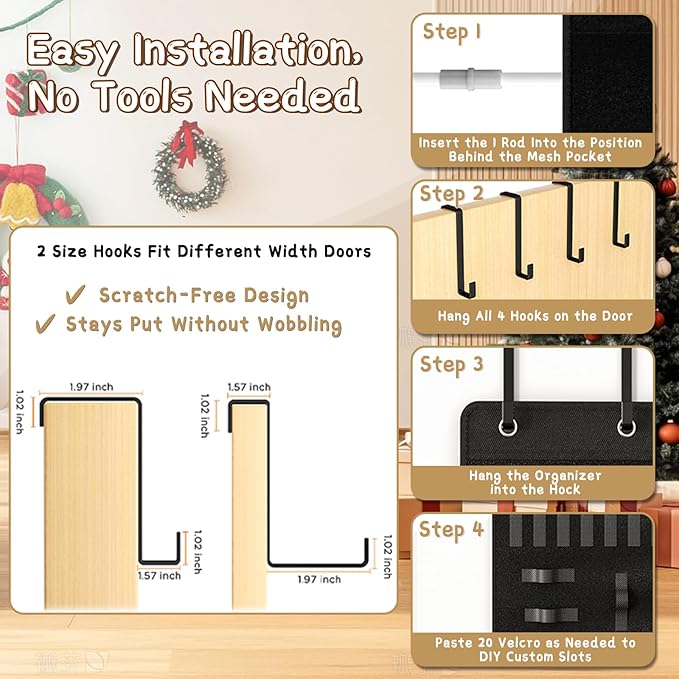 Over the Door Organizer for Building Blocks, Kids Toys Storage with Pockets and Slots for Stuffed Animal, Foam Blasters, Darts, Door Organizer hanging for Toys Storage, Kids Game Rooms