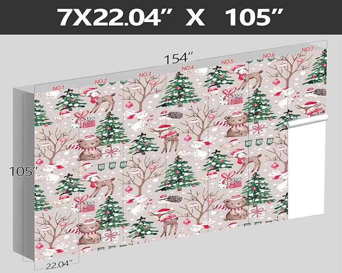 XMPMBM-Christmas Day Cartoon Pine Forest Nursery Room Fabric Wallpaper Kids Bedroom Hand-Painted Graffiti Wall Mural-W 154" X H 105"(112 Square Foot)