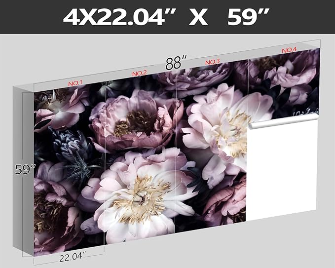 XMPMBM-Purple Peony Floral Fabric Wallpaper Living Room Bedroom Bathroom Wall Mural-W 88" X H 59"(36 Square Foot)