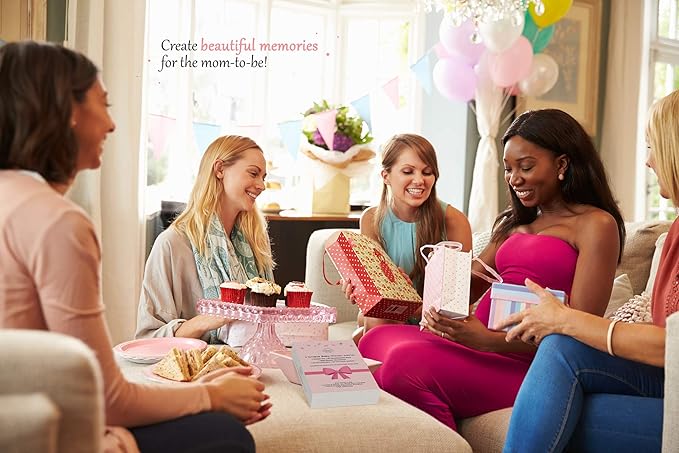 Dessie Baby Shower Games for Girls - Ultimate BabyShower Set - 9 Unique Girl Baby Shower Games, 100 Mini Clothespins, 100 Mini Acrylic Pacifiers, 25 Pens