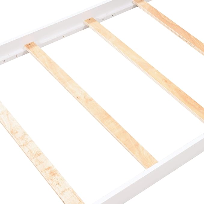 Bellemave Twin Size House Bed, Wood House Platform Bed with Roof and Slats, House Daybed Frame for Kids, Boys, Girls, No Spring Box Needed, White