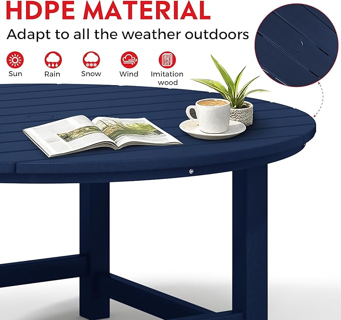 Costaelm Kids Dinner Table, Toddler Play Desk Student Desk Outdoor Childrens Picnic Tables for Children Arts & Crafts, Snack Time, Multi-Activity Table for Ages 2-8 in Home/Outside, Navy Blue