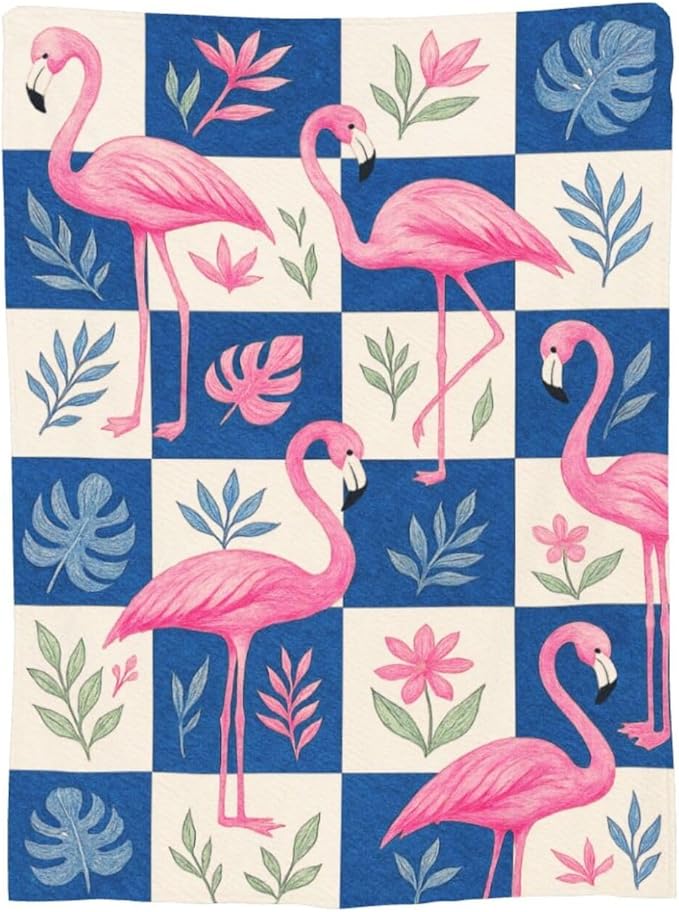 Flamingo Blanket Tropical Flamingo Throw Blanket Soft Cozy Fleece Fuzzy Stuffed Plush Flannel Animal Gifts for Girls Women Boys Kids Adults 60"X80"