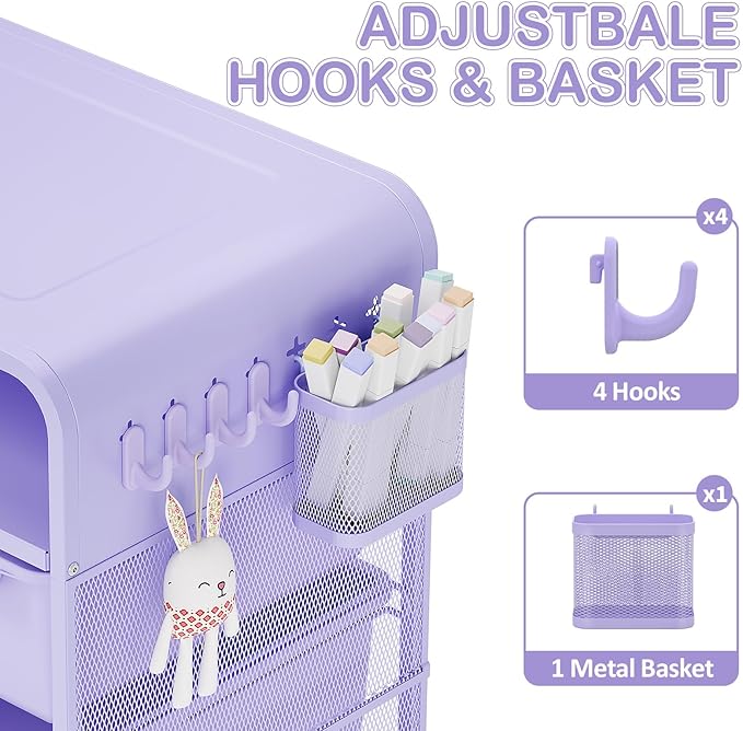 Kids Nightstand,Girls Bedside Table,Night Side Table,Kids Night Stand,End Tables Bedroom,Purple Cute Nightstand with Storage Drawer for Girls