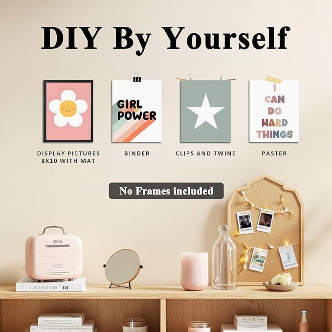 OFJE Kids Positive Affirmations Star Wall Art Prints Set of 4, Inspirational Posters for Girls Playroom Bedroom Kids Room Classroom Nursery Decor, 8x10 Unframed
