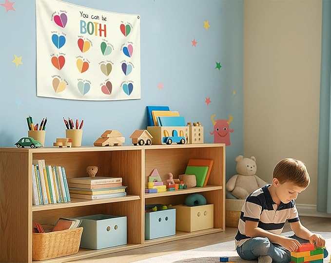 Boho Rectangular Banner Flag Wall Decor Gift for Baby Boy Girl Kid,Nursery Playroom Reading Room Bedroom Decor Decor-You Can Be Both-Baby Present Shower,Birthday Christmas Gift