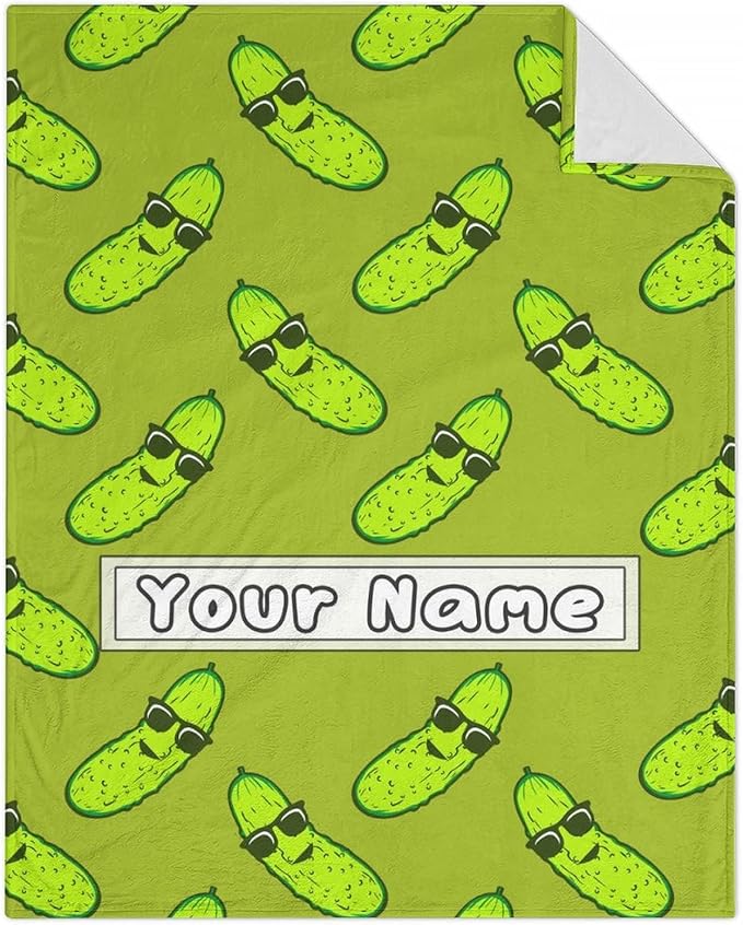 Custom Pickle Throw Blanket for Teen - 50x60 Inches Throw Size - Soft Fluffy Cozy Blankets Gift - Green Funny Blanket Throws for Living Room Decorative