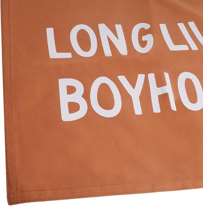 Canvas Long Live Boyhood Banner Wall Flag Wall Art for Nursery, 12"x 16" Modern Kids Room Decor Canvas Banner Brown Flag