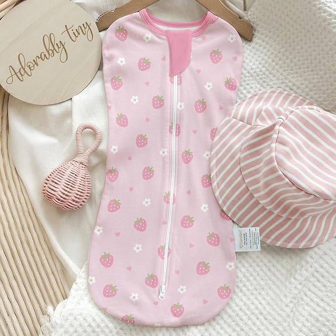 Baby Swaddle 0-2 Months, Cotton Arm-In Zipper Sleep Sack, Wearable Blankets Wrap for Newborn Infant Girls (Floral, Pack of 1)