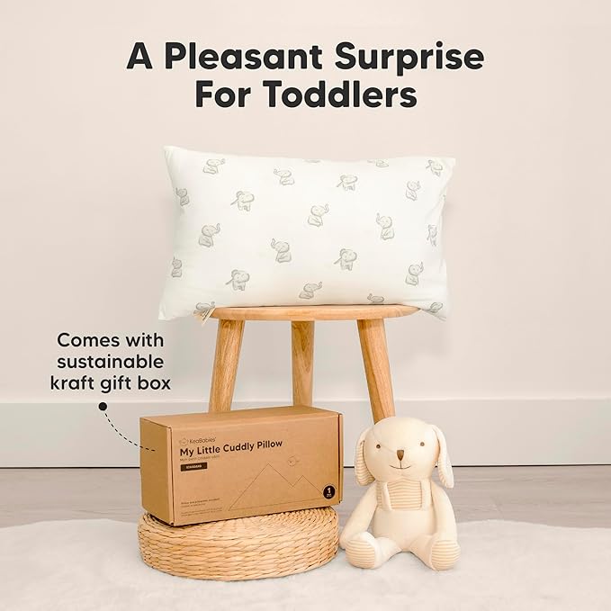 Toddler Pillow with Pillowcase - 13x18 My Little Cuddly Pillow, Viscose Derived From Bamboo Nursery Toddler Pillows for Sleeping,Kids Pillow,Small Travel Pillows,Mini Toddler Bed Pillow (Construction)