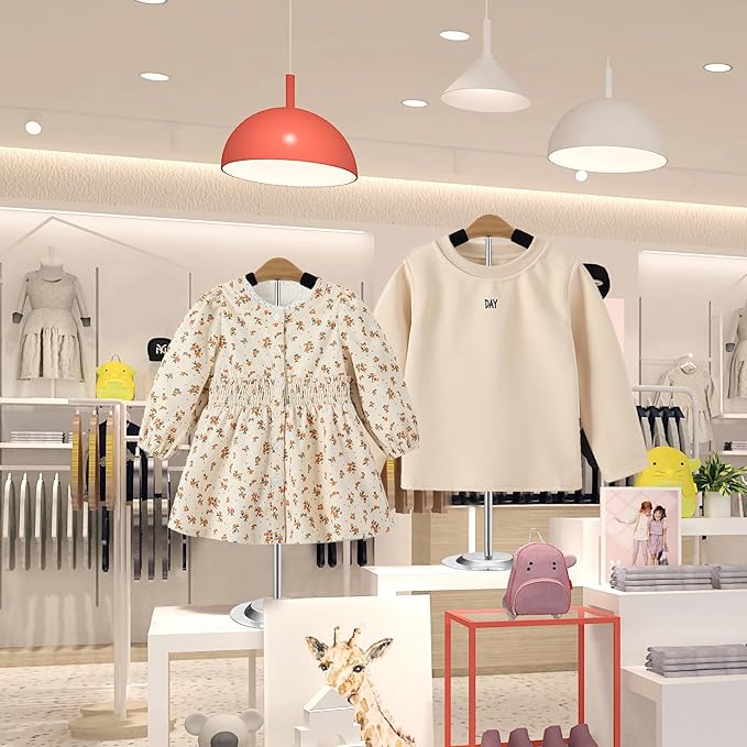 Child T Shirt Display Clothing Racks for Hanging Clothes, Adjustable Clothes Rack Coat Display Rack Clothes Hanger Tshirt Display Stand for Vendors Retailer, Height 16-27.9 Inch