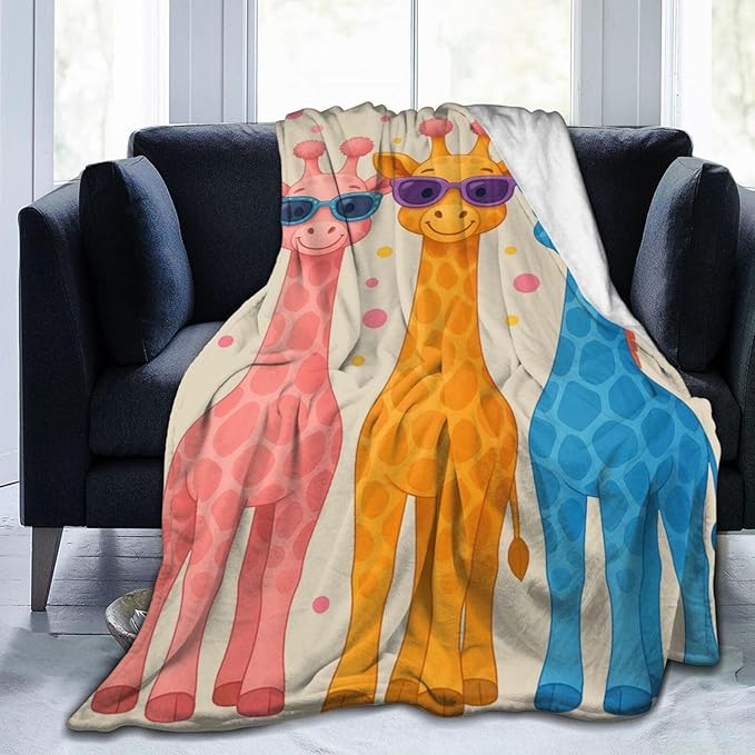 Giraffe Blanket Cute Cartoon Giraffe Throw Blanket Soft Cozy Fleece Fuzzy Plush Warm Stuff Animal Bedding Nursery Toddler Baby Blankets Gifts for Boys Girls Kids Adult Men Women 40"X50"