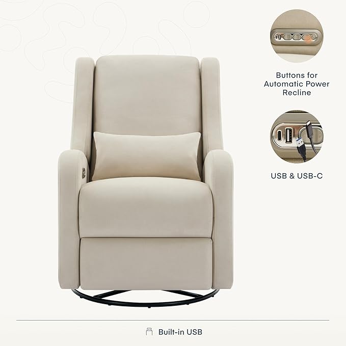 Nurture& The Wingback Plus – Premium Power Recliner for Nursery | Ergonomic, Stain-Resistant Glider Chair with USB, Lumbar & Head Support – Modern Baby Room Essential