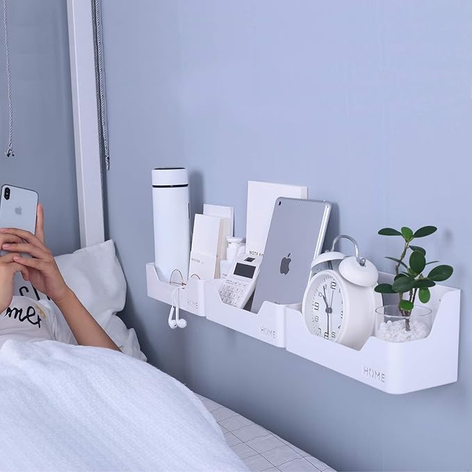 Bedside Shelf Bedroom Dorm Room Rack Organizer Storage -Use as Kid Student Nightstand to Organize Headphone,Remotes,Glass,Cellphones(Type B)