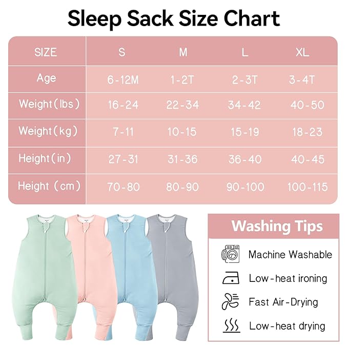 Rayon Made From Bamboo Sleep Sack 3t-4t 0.5 Tog Ultra Soft Summer Toddler Sleep Sack 36-48 Months with Feet 2-Way Zipper Lightweight Baby Sleeping Bag with Legs Thin Baby Wearable Blanket-Pink