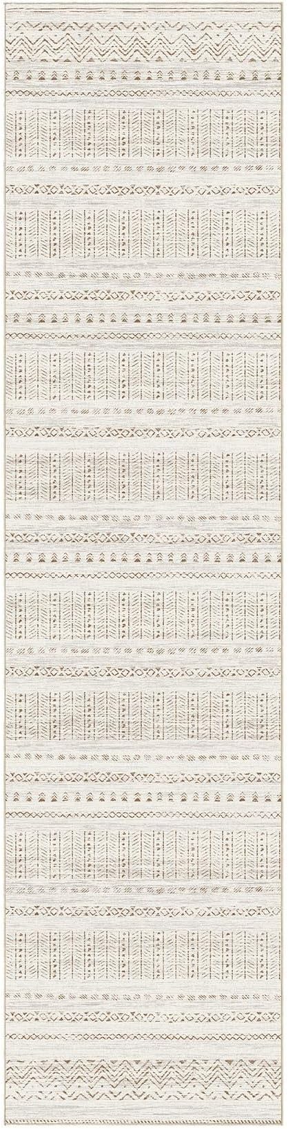Area Rugs for Living Room Washable Living Room Rug Soft Neutral Indoor Floor Carpet Non-Slip Stain Resistant Modern Boho Rugs for Bedroom Dining Room Kids Room Nursery Office Home Brown Cream