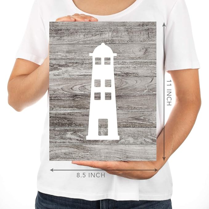 Andaz Press Personalized Ocean Nautical Sailor Theme Nursery Kids Bedroom Hanging Wall Art Decor, 8.5x11-inch, Rustic Distressed Blue Wood, Anchor, 6-Pack, Custom Name Unframed Room Poster