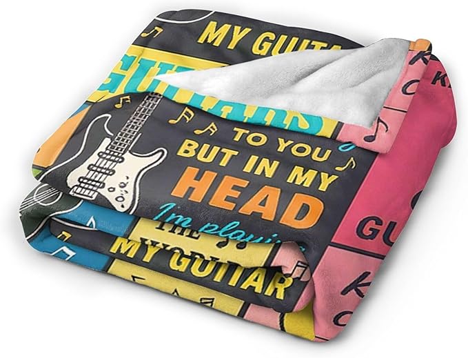 Guitar Music Throw Blanket Soft Cozy Fleece Fuzzy Plush Warm Stuff Bedding Blanket Gifts for Guitar Lover Boys Girls Kids Adult Men Women 50"X60"