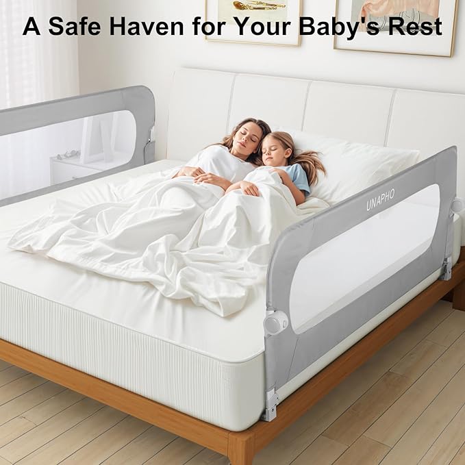 Bed Rail for Toddlers,Swing Down Kids Beds Rails Guard for Twin,Full,Queen,Bunk Size Bed,Extra Tall Child Bed Rail Guard with Reinforced Anchor Safety System(Grey,40 Inch,1 Side)