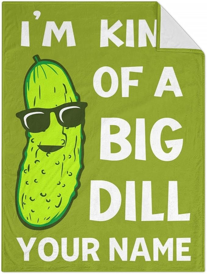 Custom Pickle Throw Blanket for Women Men - 60x80 Inches Twin Size - Soft Fluffy Cozy Blankets Gift - Green Funny Blanket Throws for Bed, Sofa, Winter