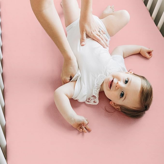 KeaBabies 2-Pack Baby Crib Sheets for Boys, Girls - 52x28 Viscose Derived from Bamboo Toddler Bed Sheets Neutral, Fitted Crib Mattress Cover for Standard Baby Bedding, Soft & Cozy (Rose)