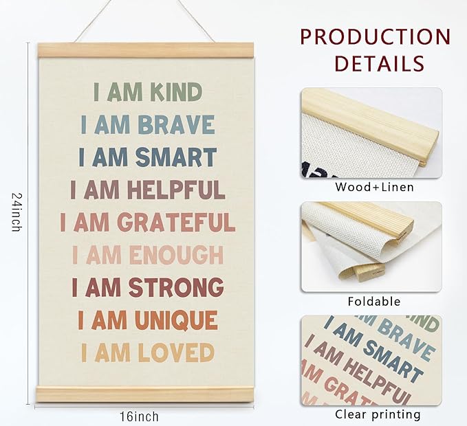 foedor Number Alphabet Poster Hanger Frame, Classroom Reading Corner Wall Decor for Kids Toddlers,Hanging Banner Decor for Nursery Girls Room Play Room, 16x24 Inch,Set of 2