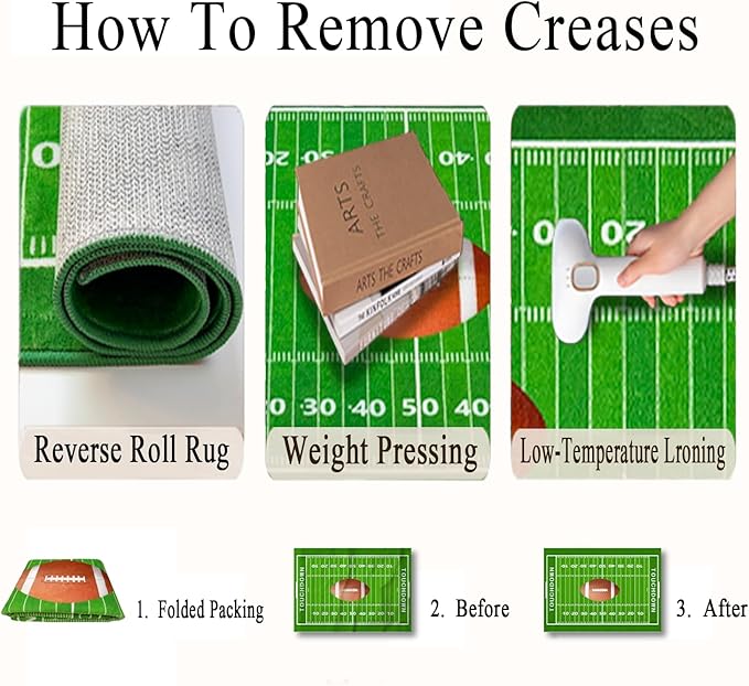 Football Field 9x12 Rug for Boys Bedroom Sports Rugs for Boys Room Decor, Soft Football Rug for Kids Playroom, Area Rug for Game Room or Man Cave Carpet