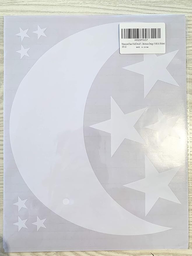 Moon and Stars Wall Decal Vinyl Sticker for Kids Boy Girls Baby Room Decoration Good Night Nursery Wall Decor Home House Bedroom Design YMX16 (White)