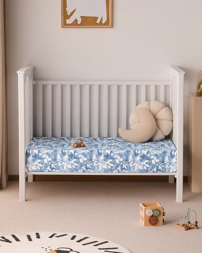 Yoofoss Muslin Crib Sheets for Boys Girls, Organic Baby Crib Sheets for Standard Crib Mattress & Toddler Mattress, Soft, Breathable, Durable 52"x28"