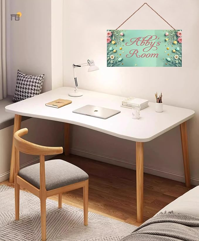 Personalized Name's Pretty Green Nursery Kid's Children's Girls Bedroom Door Sign Flowers Wood Plaque Sign Wall Decor Wall Art Decor Decorative Plate