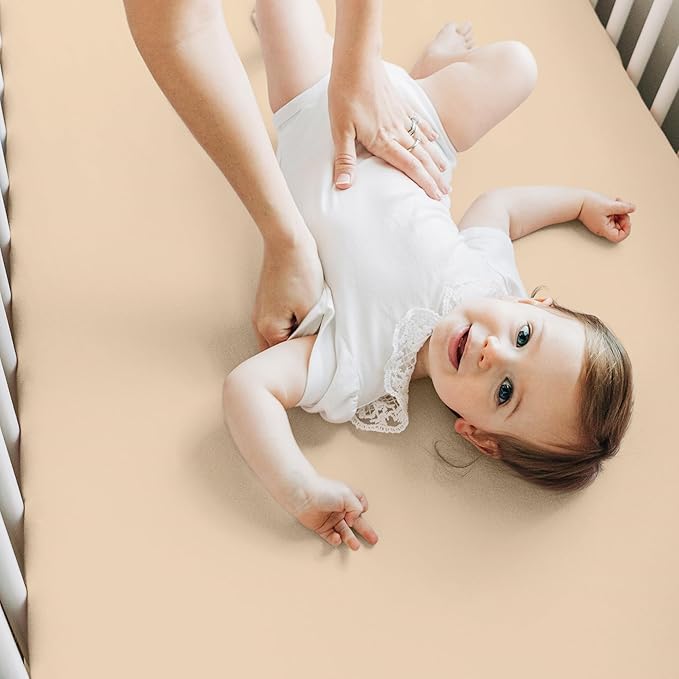 KeaBabies 2-Pack Baby Crib Sheets for Boys, Girls - 52x28 Viscose Derived from Bamboo Toddler Bed Sheets Neutral, Fitted Crib Mattress Cover for Standard Baby Bedding, Soft & Cozy (Rust)