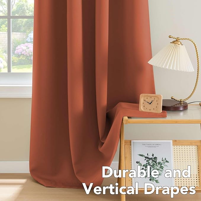 H.VERSAILTEX Premium Blackout Thermal Insulated Room Darkening Curtains for Bedroom/Living Room - Classic Grommet Top (2 Panels, Orange, 52 Inch by 45 Inch)