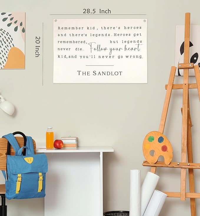 Boho Rectangular Banner Flag Wall Sign Decor Gift for Baby Boy Girl Kids,Nursery Baby Room Above Crib Bedroom Living Room Wall Decor-Remember Kid There's Heroes-Baby,Shower Birthday Christmas Gift