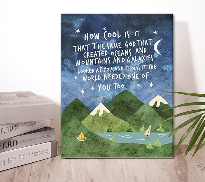 Same God Creation Wall Art,Mountain Wall Art for Nursery Toddler Boy Room Decor,Inspirational Wall Decor Christian Kids Canvas Framed Poster Print,Adoption Gifts First Communion Gifts for Boys