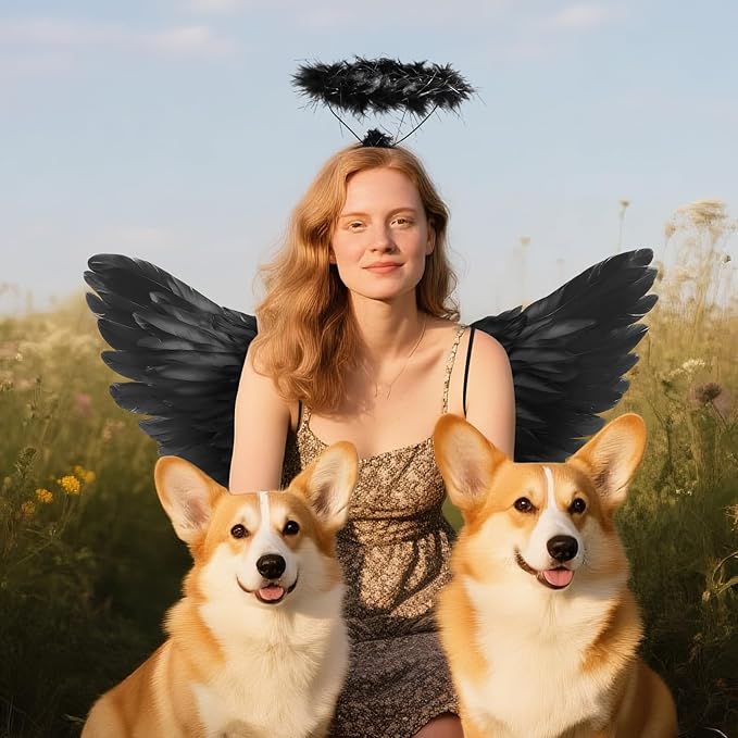 Angel Wings, Feather Angel Wings and Halo, Angel Wings Costume for Adult Kids Women Girls Halloween