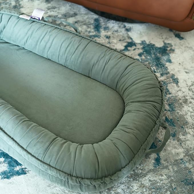 Infant Lounger, Baby Nest Cover for Baby Girls & Boys, Newborn Essentials for Baby 0-12 Months, 100% Cotton Breathable (Sage Green_Corduroy)