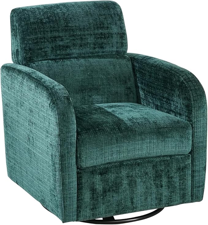 Swivel Glider Accent Chair for Living Room, Rocker Nursery Barrel Chair Armchair, Reading Chair for Adult, Comfy Upholstered Rocking Chair with 360 Degree Swiveling for Bedroom,Office, Green