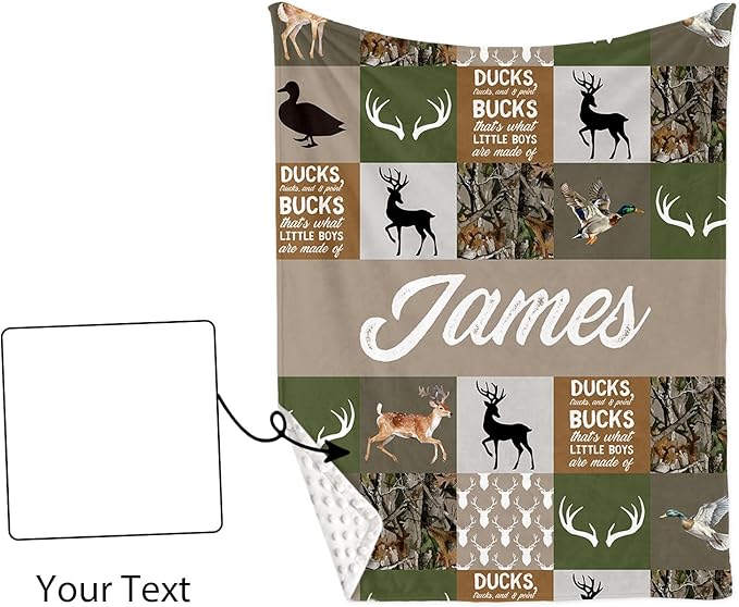 Custom Baby Crib Bedding Set,Personalized Name Army Green Deer Theme Nursery Bed Set 4 Piece,Baby Blanket Fitted Sheet Nursery Rug Wall Art Set,Custom Room Decor Idea Gift for Newborns Boys Girls