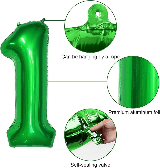 1st Soccer Birthday Decorations for Boys, Green Black Soccer Printed Balloons with 40 Inch Number 1 Star Foil Balloons Birthday Banner for 1 Year Old Soccer Sports Theme Party Decorations