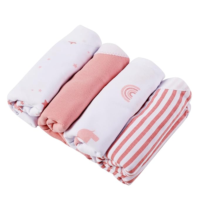 Mama Cheetah Baby Swaddle Sack, Organic Cotton Swaddle Blanket, Adjustable Swaddle Sleep Sacks, Easy Swaddles for Boy Girl 0-3 Month, Baby Essentials, 4-Pack, Dusty Rose