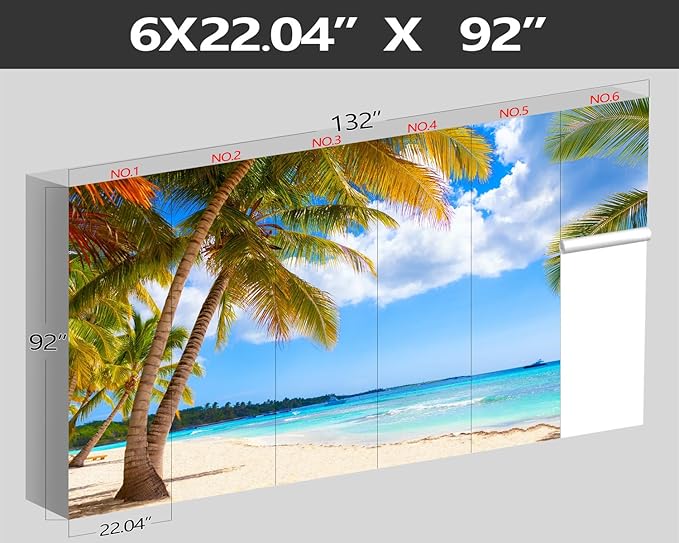 XMPMBM-Beach Palms Landscaping Fabric Wallpaper Tree Leaf Living Room Bedroom Bathroom Wall Mural-W 132" X H 92"(93 Square Foot)