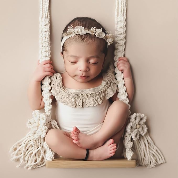 M&G House Newborn Photography Props Swing Prop Wooden Swing Seats Baby Photo Props Wooden Prop Swing Baby Photoshoot Props Newborn Photography Accessory(Wood Color, 4 Wings 6 Red Hearts)