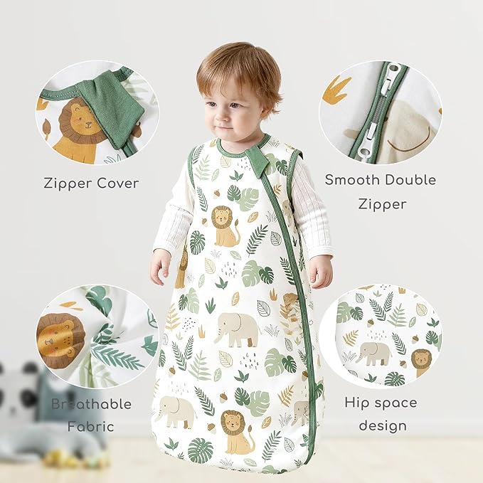 Baby Sleep Sack 12-18 Months 2.5 TOG, Winter Baby Wearable Blanket with 2-Way Zipper, Infant Toddler Warm Sleeping Sack for Newborn Boys and Girls, Happy Forest