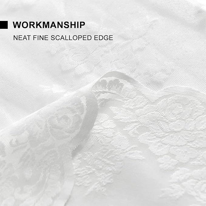 Kotile White Lace Curtains 54 Inch Length 2 Panels Set, Embroidered Rustic Floral Vintage Lace Curtains for Small Windows, Rod Pocket Privacy Sheer Window Curtain, 52 x 54 Inch, 1 Pair, White