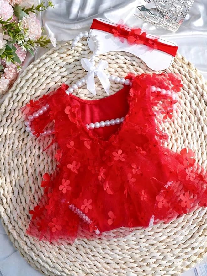 Newborn Girl Photography Outfits, Backless Lace Romper with Flower Headband Photo Props, Baby Girl Photoshoot Outfits