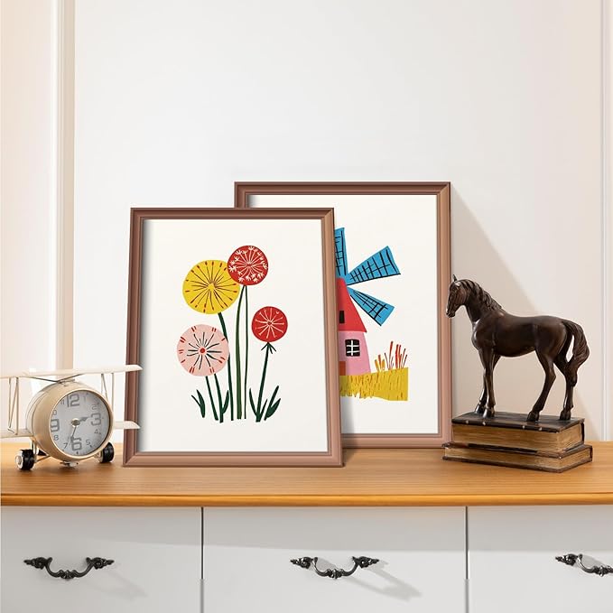 VONTP Kids Classroom Wall Art Decor, Eclectic Retro Floral Hot Air Balloon Butterfly Nursery Prints Poster Wall Decorations for Kids Room Bedroom Playroom Classroom, 8x10 Inch Set of 4 (Unframed)