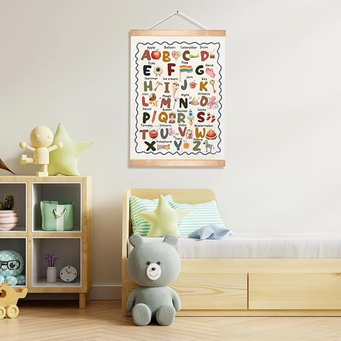 Kids Alphabet Educational Chart 2 for Classroom Decor,Colorful Educational Poster for Toddlers 1-3,Toddler Learning Poster for Kids Ages 3-5 for Nursery Playroom,Classroom Must Haves 14x18.5Inch(Colorful-06)